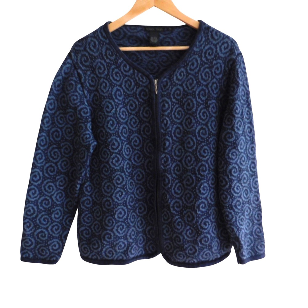 VTG 90's Nomadic Traders Nordic style cardigan sweater Cotton Full Zip Sz XL